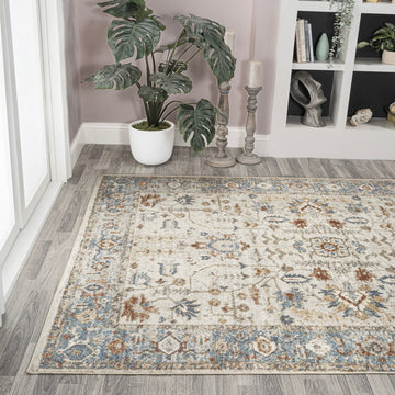 Hiero Persian Border Low-Pile Machine-Washable Area Rug